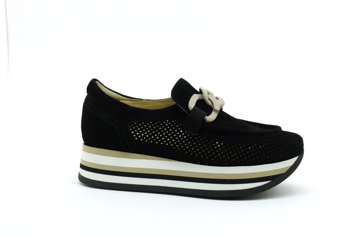 Softwaves CASSIE Black Slip-On Platform Sneaker