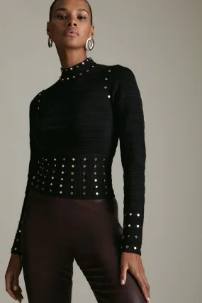 Studded Knitted Jumper | Karen Millen