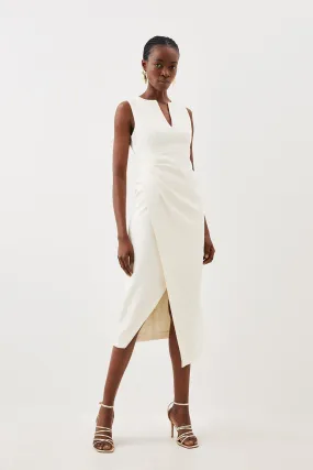 Tailored Drape Detail Midi Dress | Karen Millen