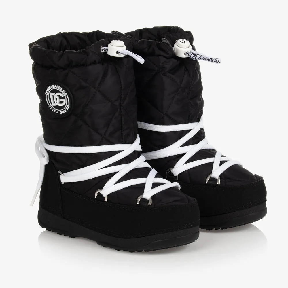 Teen Black Logo Snow Boots