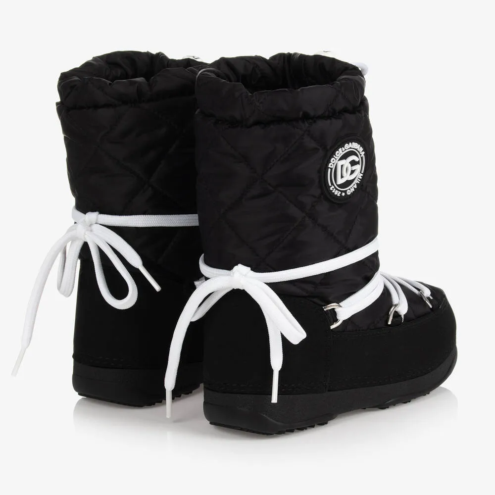 Teen Black Logo Snow Boots