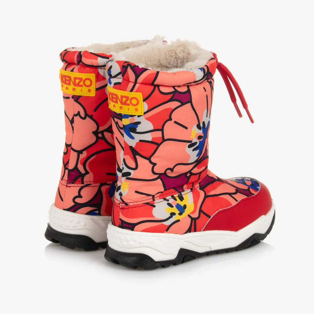 Teen Red Floral Snow Boots