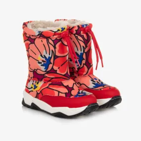 Teen Red Floral Snow Boots