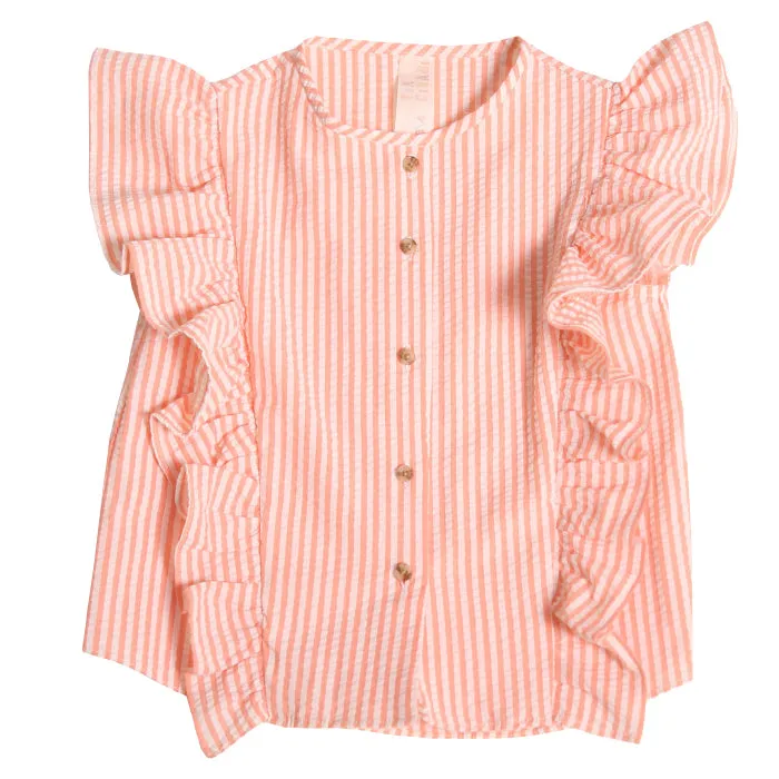 Tia Cibani Kids Child Baiana Ruffle Shell Top Cone Orange