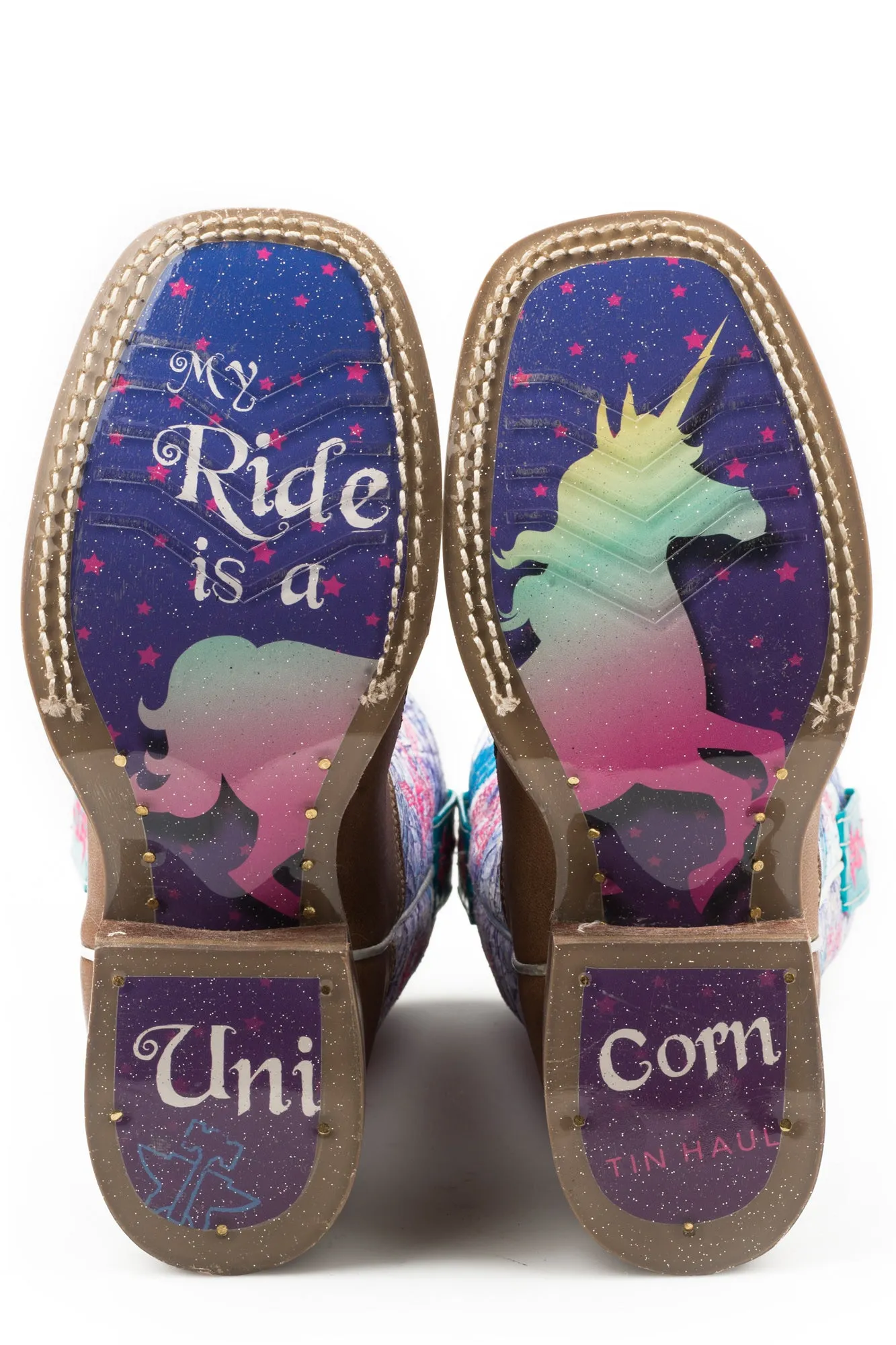 Tin Haul Kids Girls Multi-Color Leather Unicorn My Ride Cowboy Boots