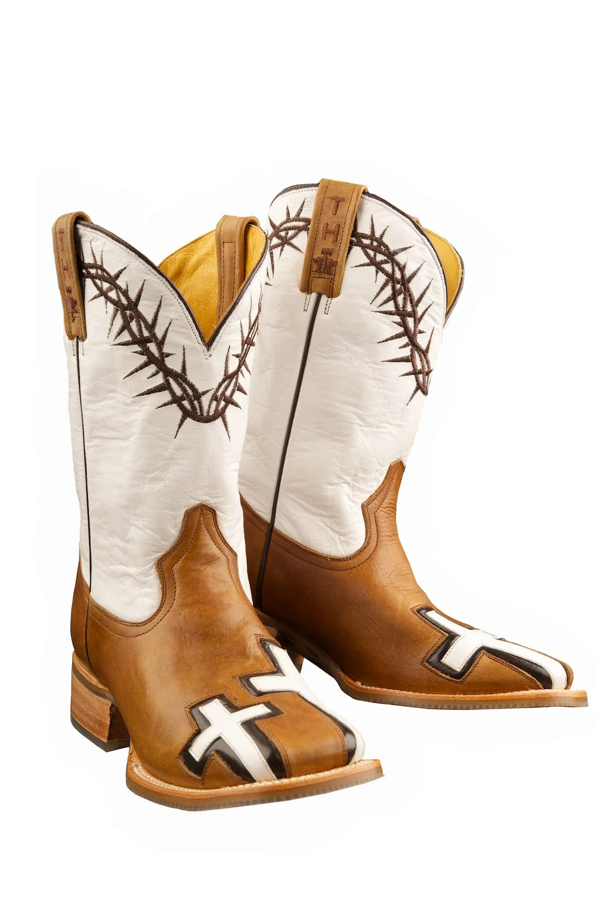 Tin Haul Womens Brown/White Leather Between Two Thieves Cowboy Boots