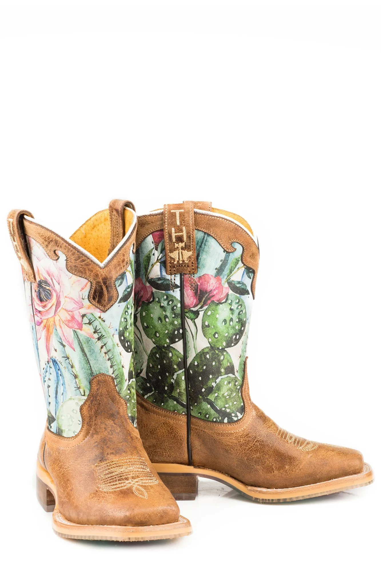 Tin Haul Youth Girls Multi Leather Cactilicious Cactus Cowboy Boots