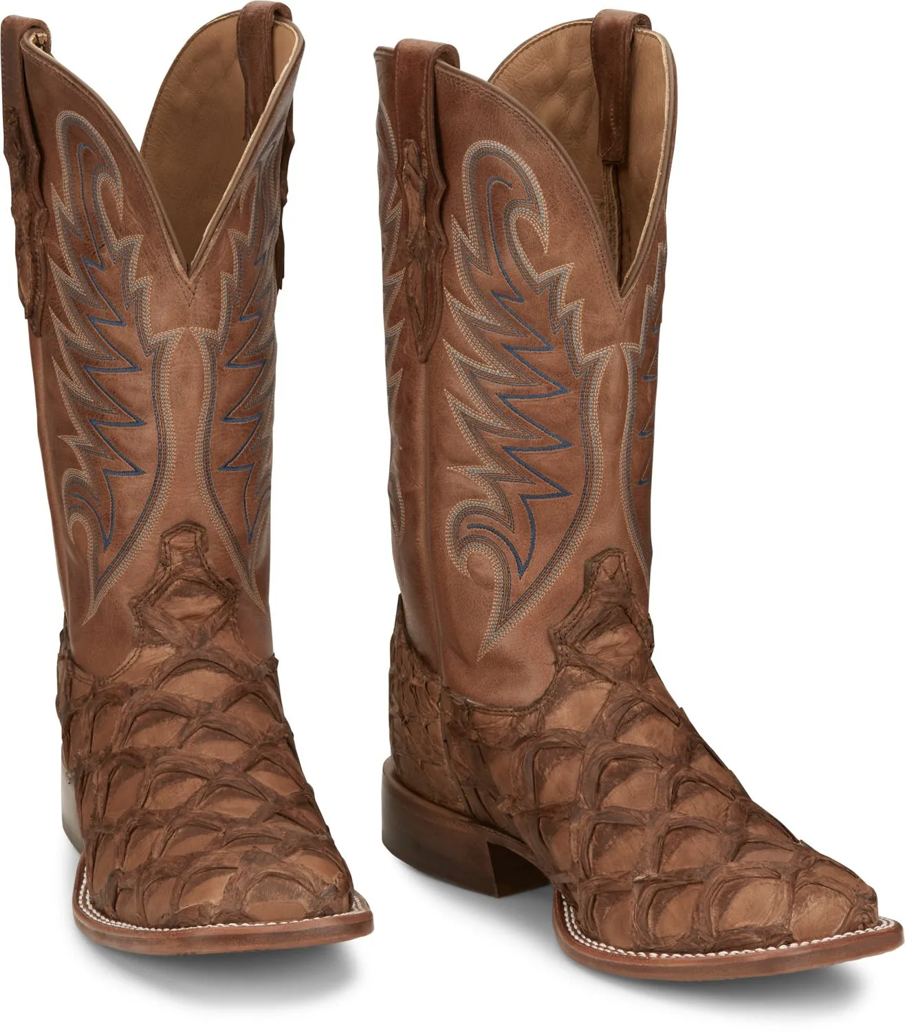 Tony Lama Mens Everett Chocolate Pirarucu Cowboy Boots