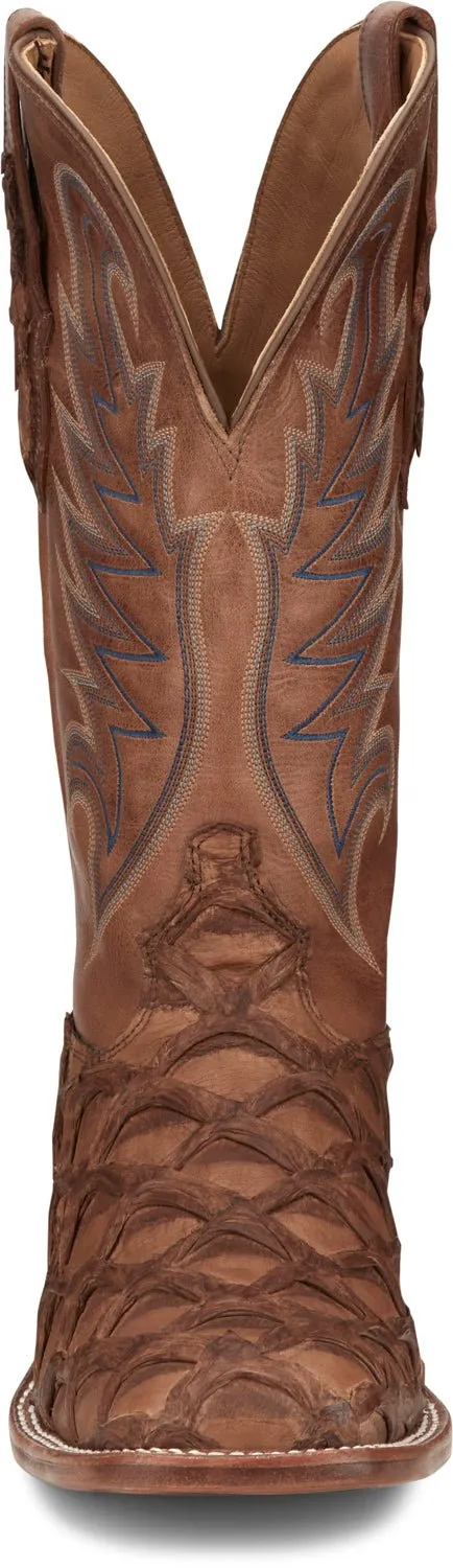 Tony Lama Mens Everett Chocolate Pirarucu Cowboy Boots