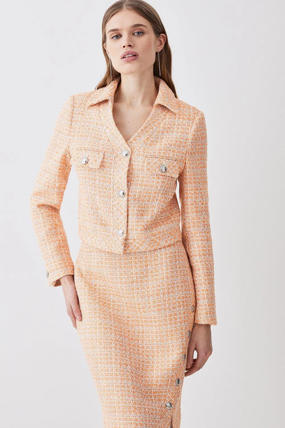 Tweed Pocket Crop Jacket | Karen Millen