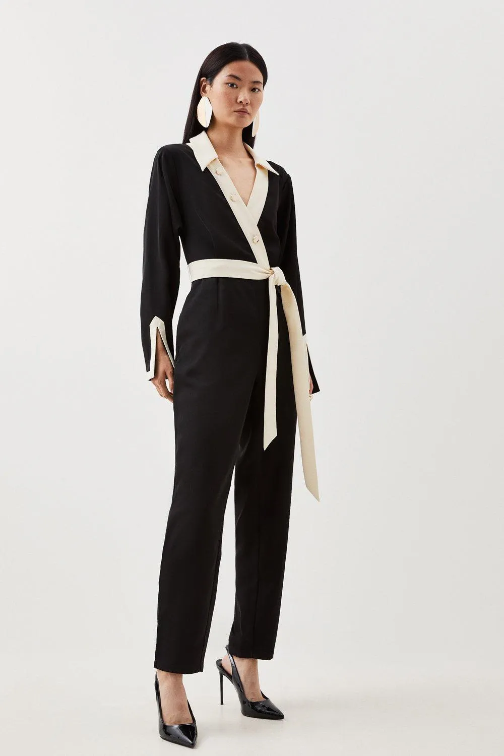 Twill Woven Jumpsuit | Karen Millen