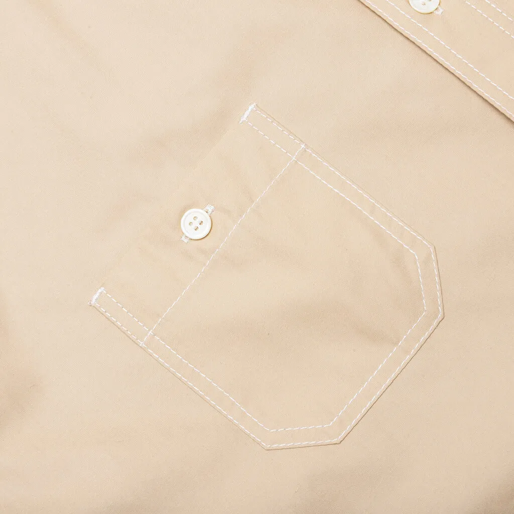 Two Tone Button Up Shirt - Beige