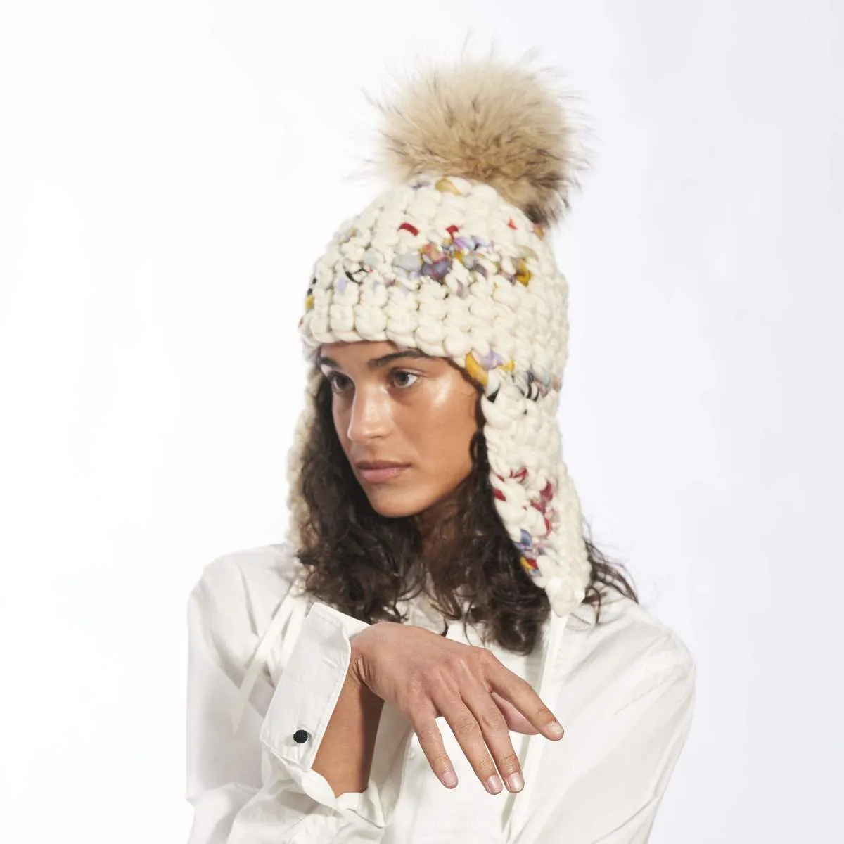 twombly fro tri raccoon Beanies - White