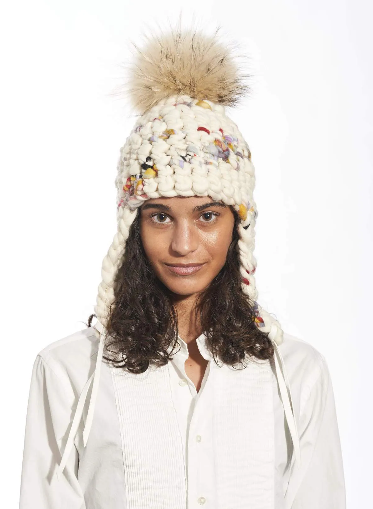 twombly fro tri raccoon Beanies - White