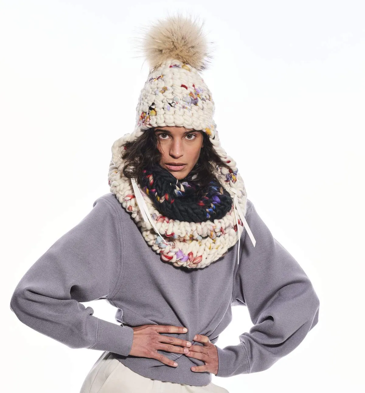 twombly fro tri raccoon Beanies - White