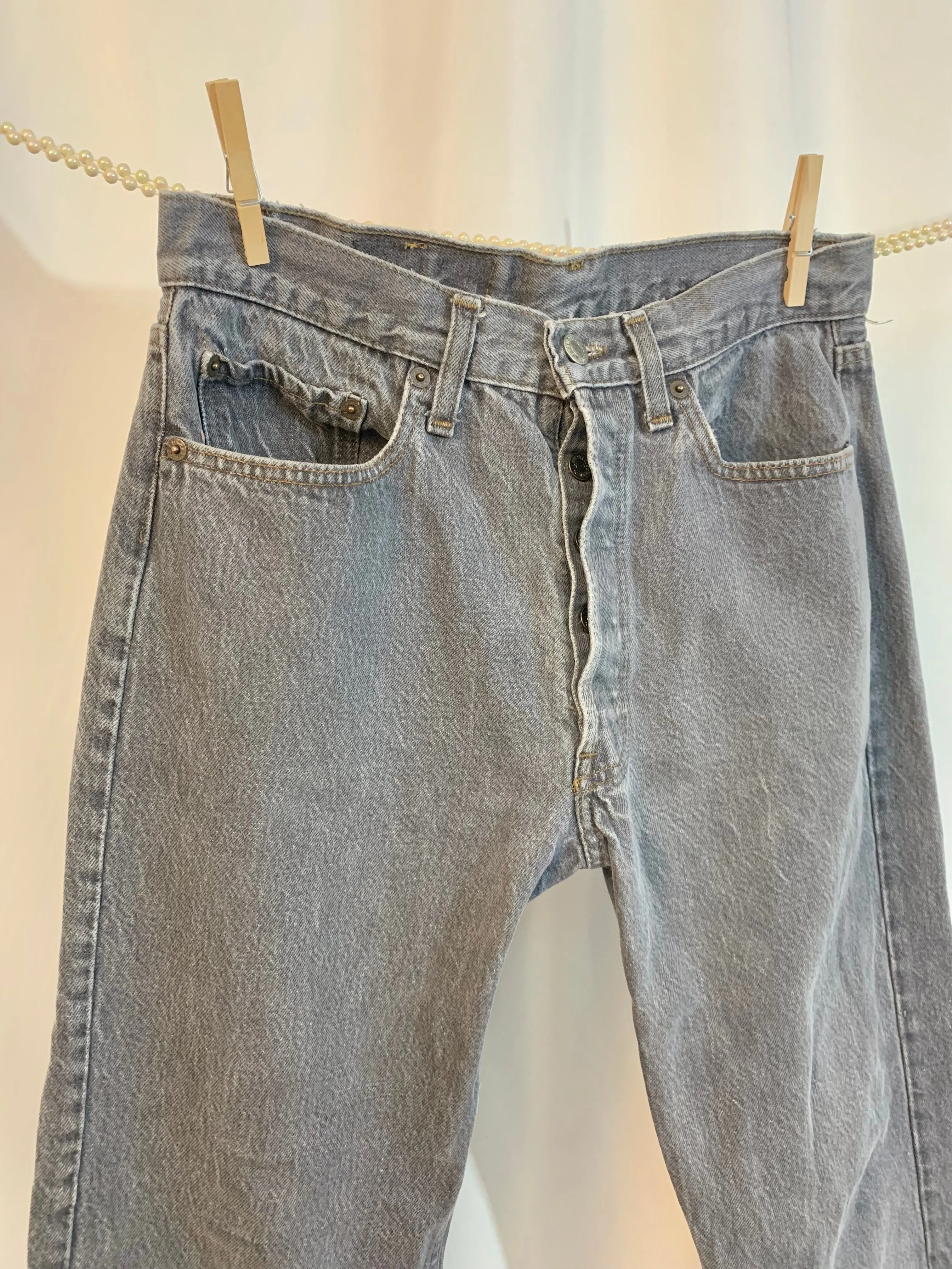 Upcycled 501 fringe jeans