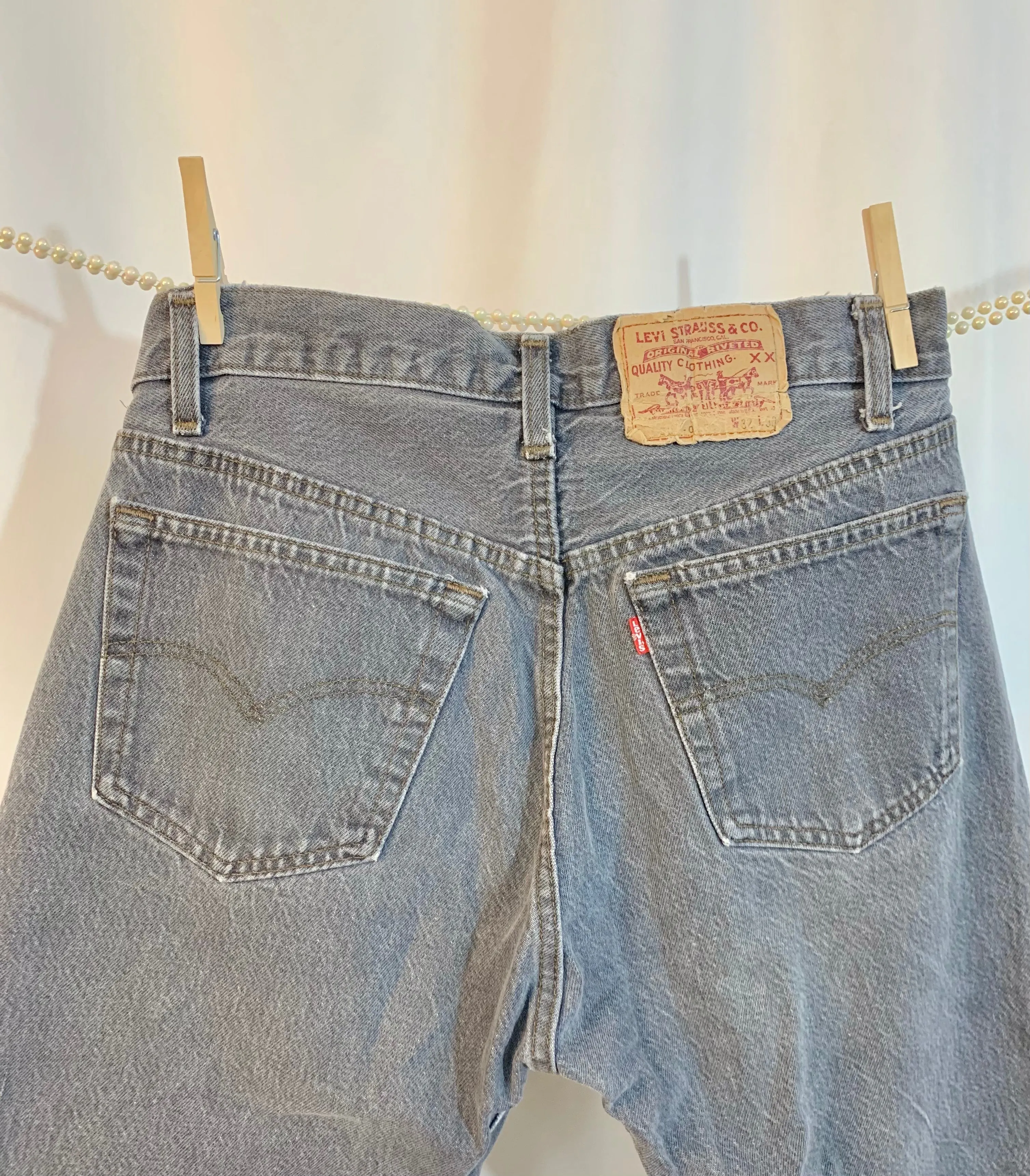 Upcycled 501 fringe jeans