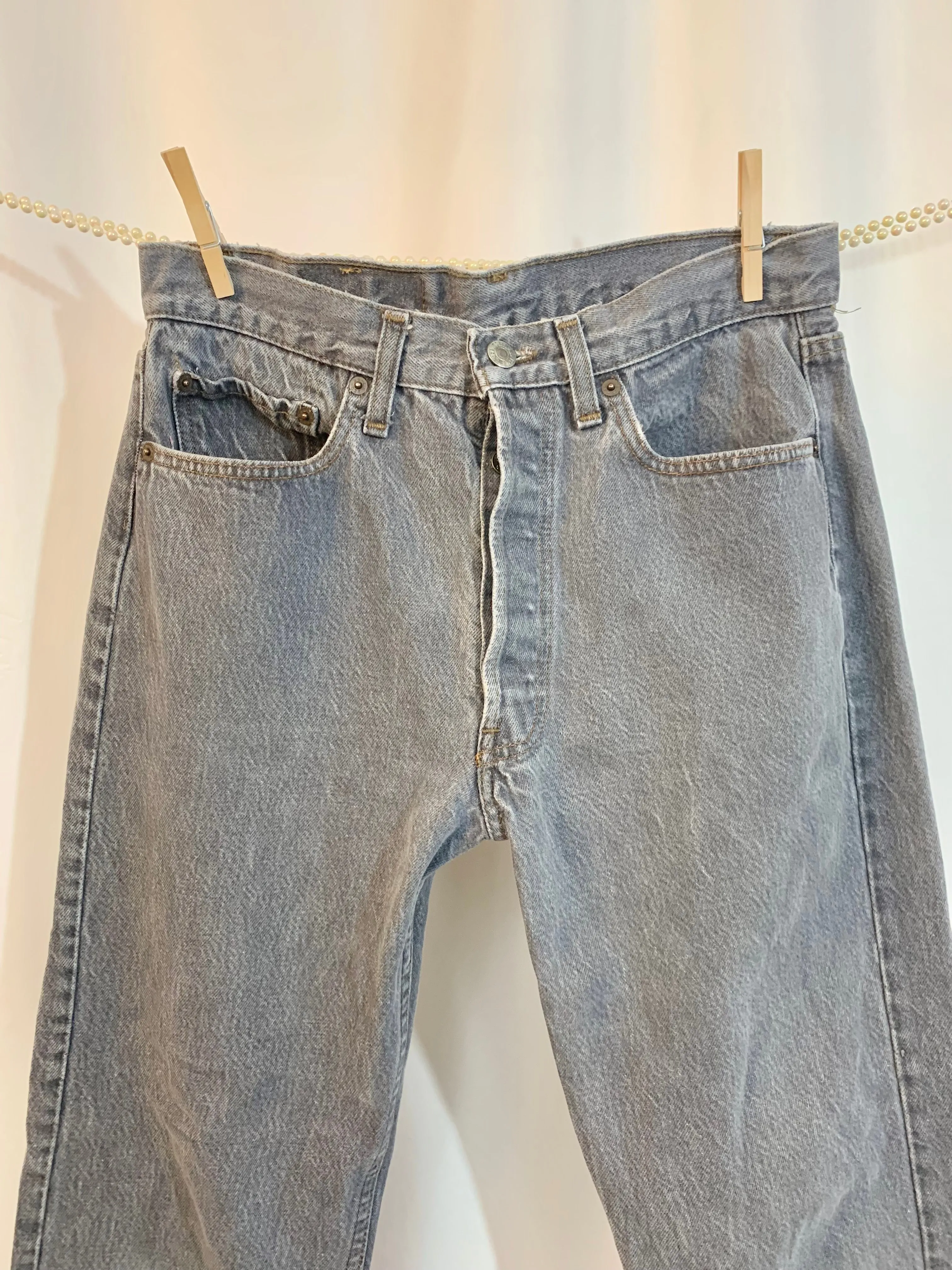 Upcycled 501 fringe jeans