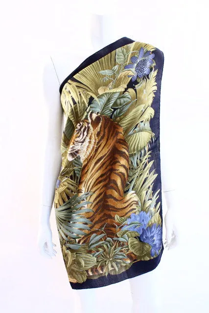 Vintage FERRAGAMO Wool Tiger Scarf