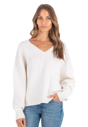 Viola White Relaxed Merino Wool Sweater