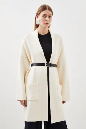 Viscose Blend Belted Knit Coatigan | Karen Millen