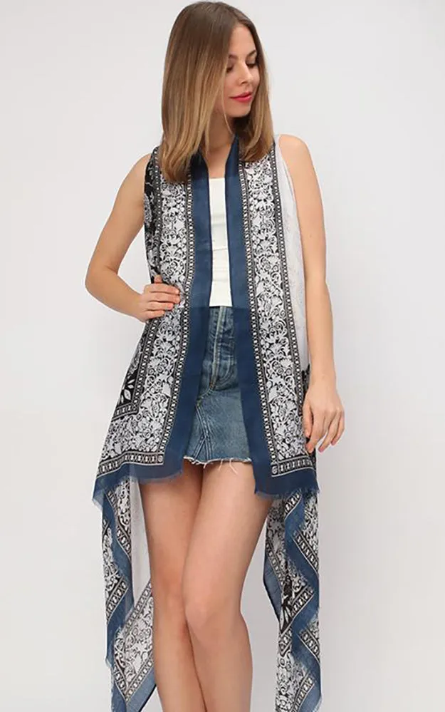 VP9211 Paisley Printed Cotton Feel Scarf Vest