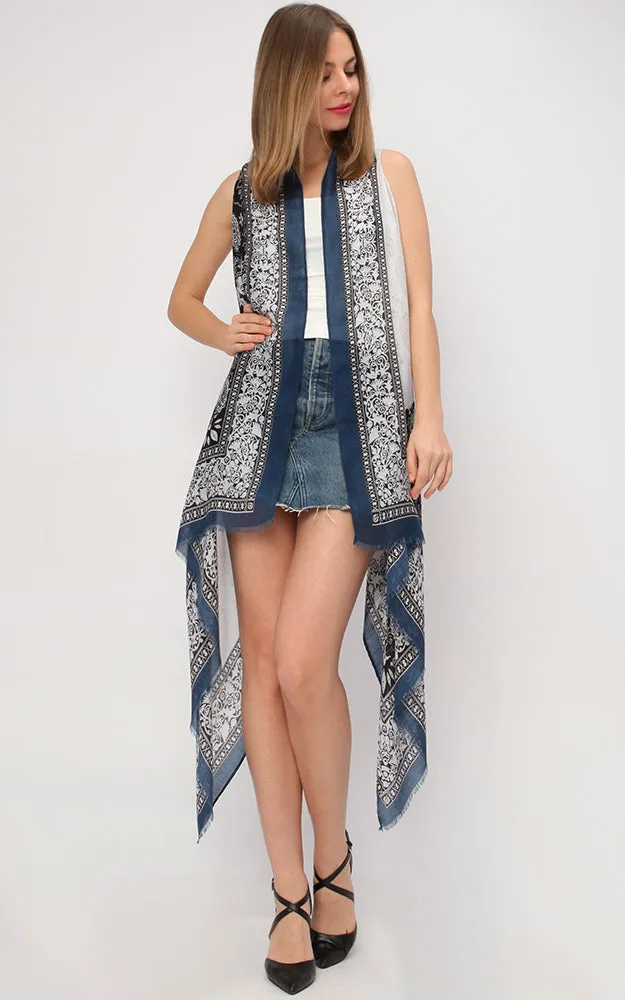 VP9211 Paisley Printed Cotton Feel Scarf Vest