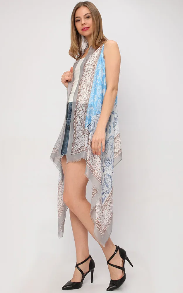 VP9211 Paisley Printed Cotton Feel Scarf Vest