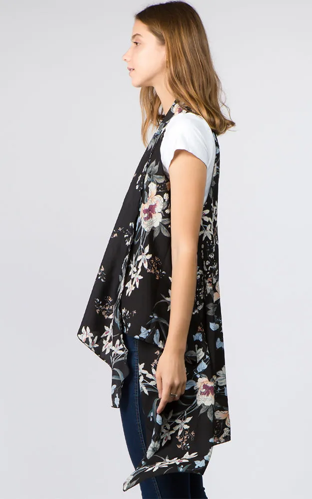 VP92B4 Medium Floral Long Scarf Vest