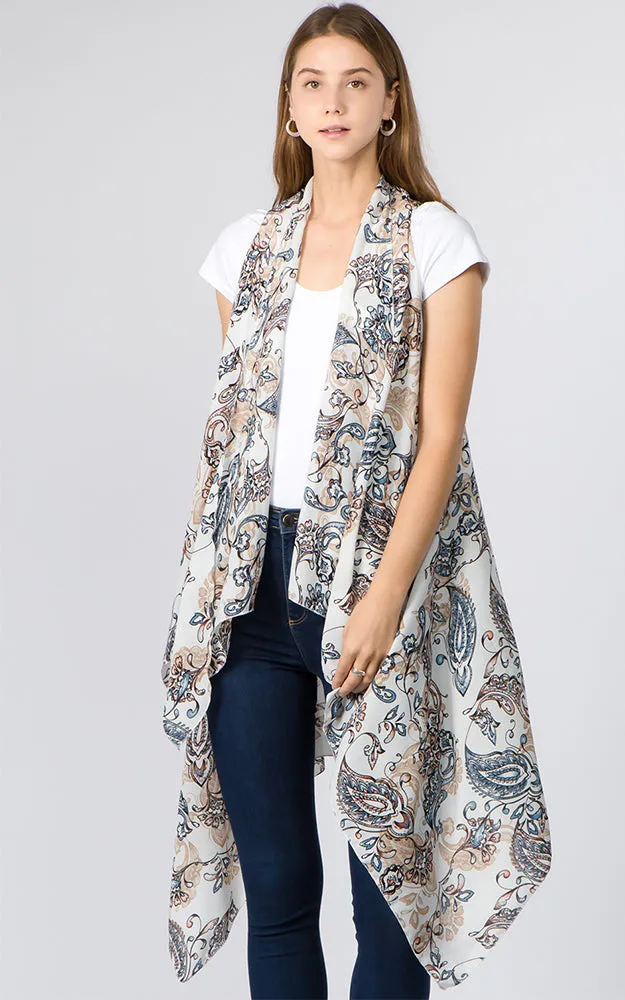 VP93B5 Traditional Paisley Long Scarf Vest