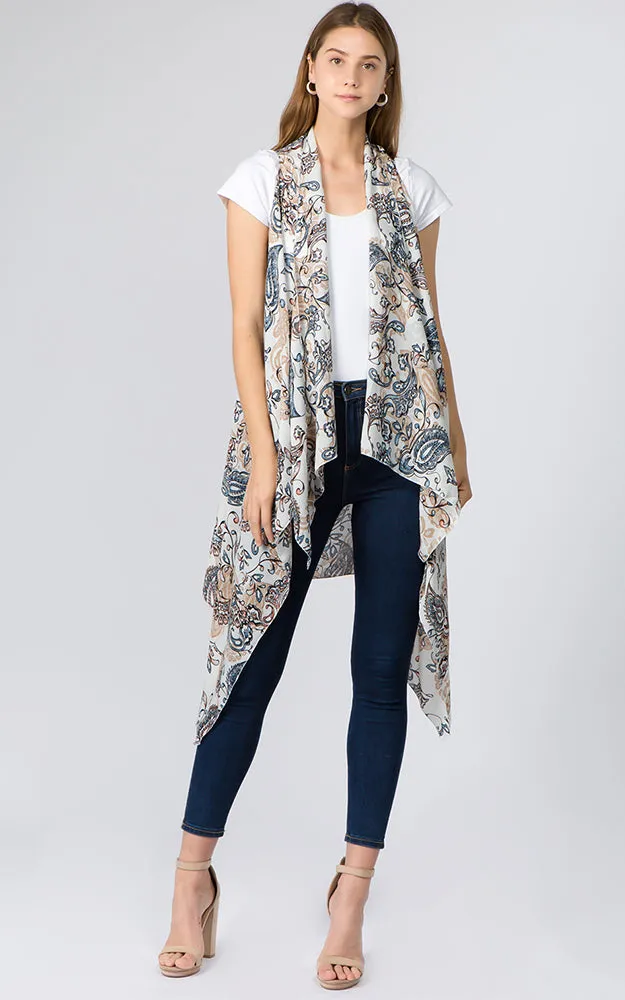 VP93B5 Traditional Paisley Long Scarf Vest