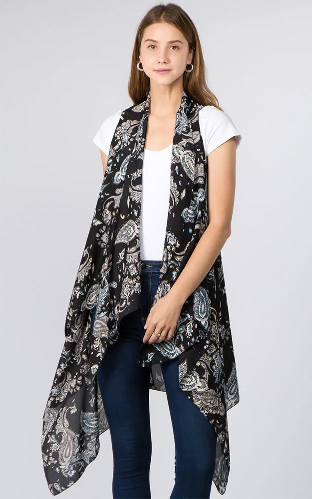 VP93B5 Traditional Paisley Long Scarf Vest