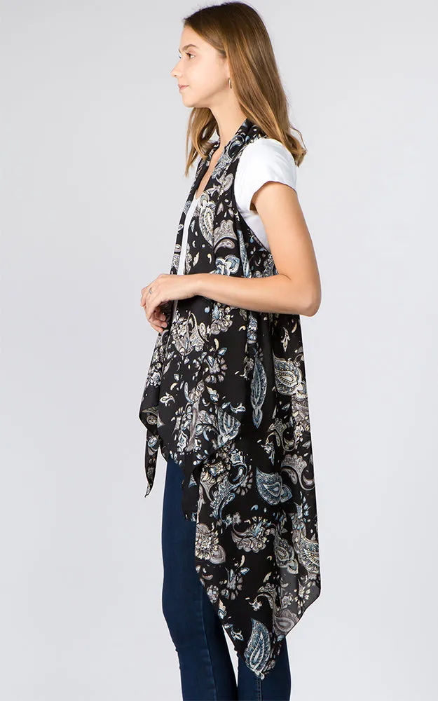 VP93B5 Traditional Paisley Long Scarf Vest