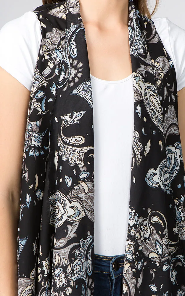 VP93B5 Traditional Paisley Long Scarf Vest