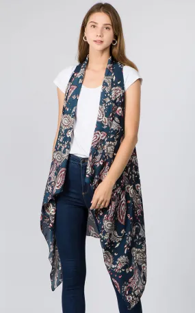 VP93B5 Traditional Paisley Long Scarf Vest