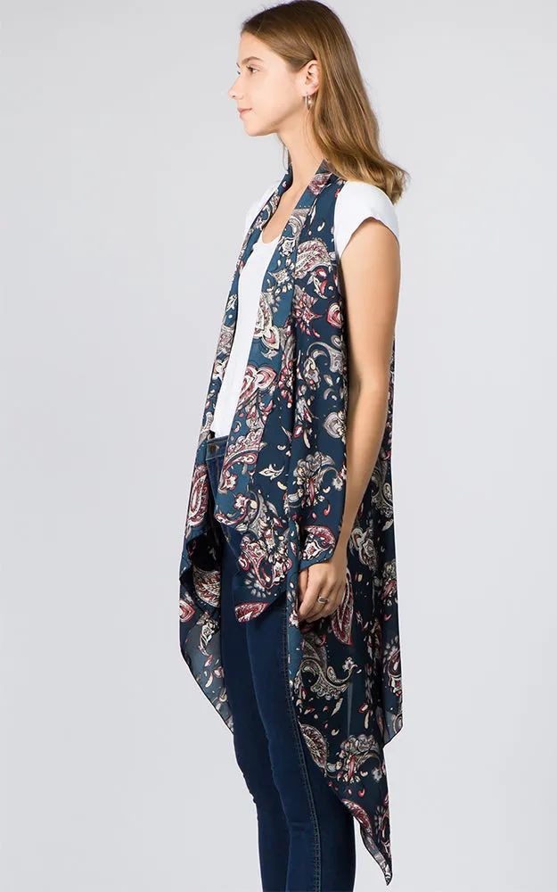 VP93B5 Traditional Paisley Long Scarf Vest