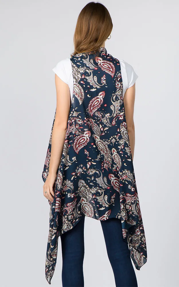 VP93B5 Traditional Paisley Long Scarf Vest