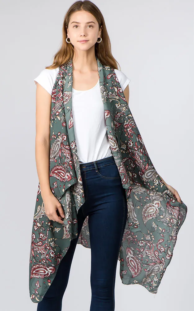 VP93B5 Traditional Paisley Long Scarf Vest