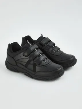 Wide Fit Black Triple Strap School Shoes | School | George at ASDA