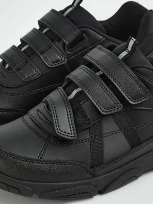 Wide Fit Black Triple Strap School Shoes | School | George at ASDA