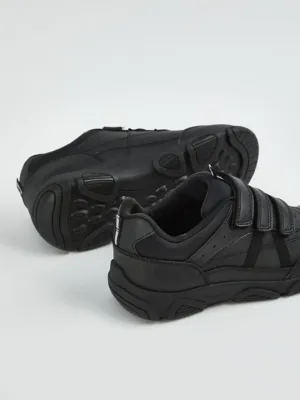 Wide Fit Black Triple Strap School Shoes | School | George at ASDA