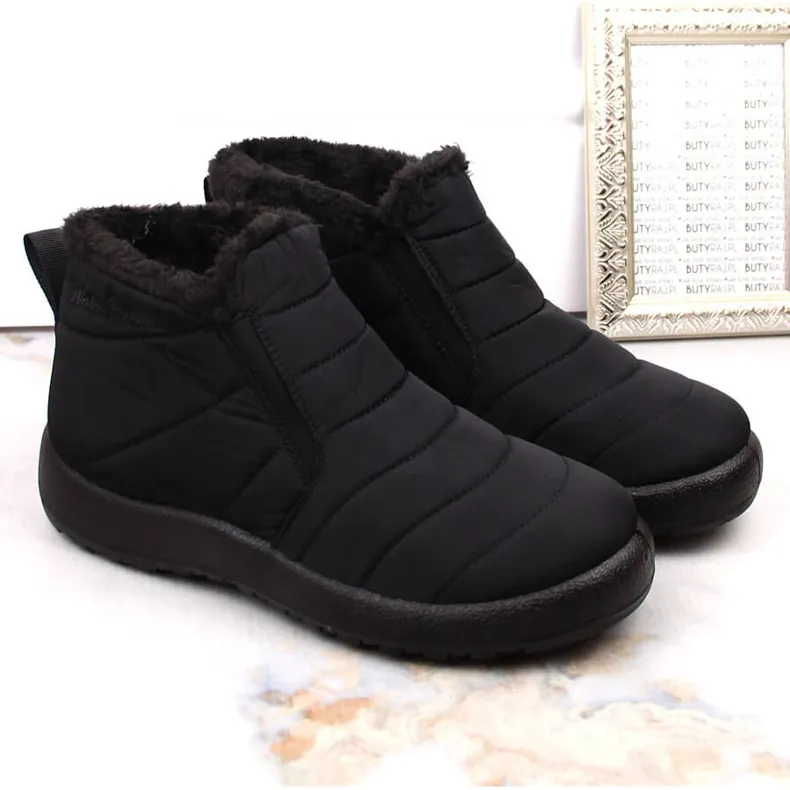 Women's waterproof slip-on snow boots with elastic bands black News 3193