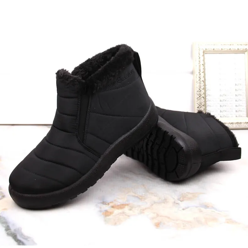 Women's waterproof slip-on snow boots with elastic bands black News 3193