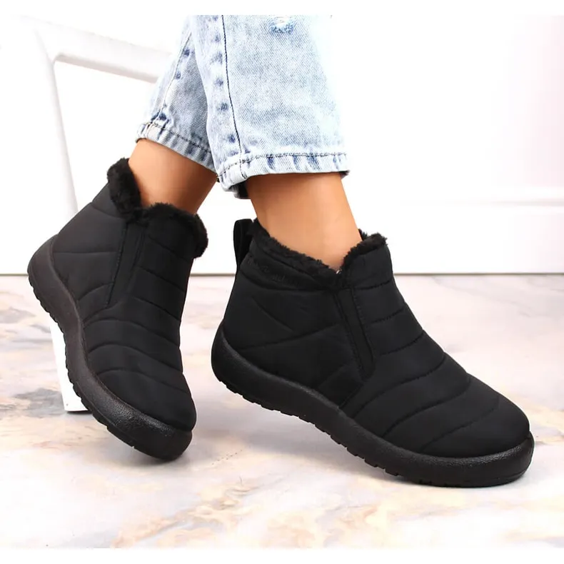 Women's waterproof slip-on snow boots with elastic bands black News 3193