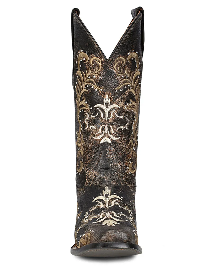 Women's Embroidery & Studs Western Boots