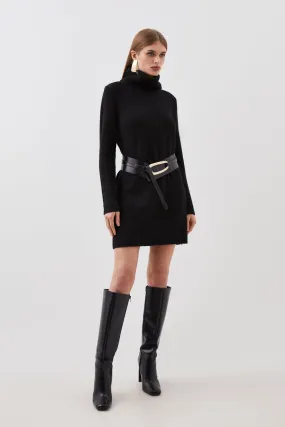 Wool Blend Cosy Roll Neck Knit Dress | Karen Millen